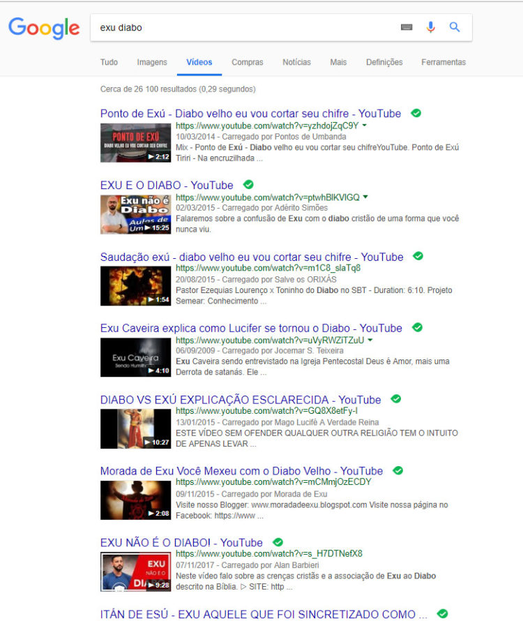 Google volta a traduzir Esu/Exu/Eshu como Devil/Diabo/Diablo