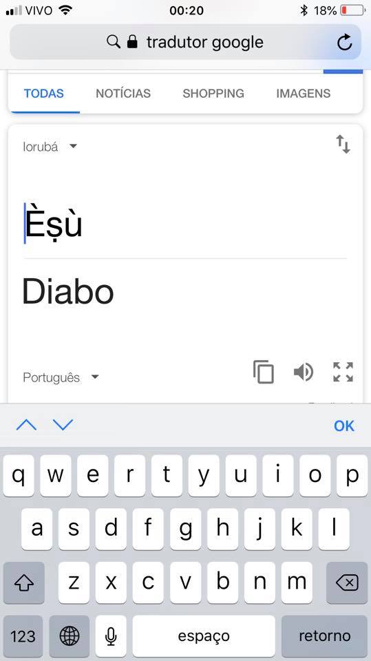 Google volta a traduzir Esu/Exu/Eshu como Devil/Diabo/Diablo